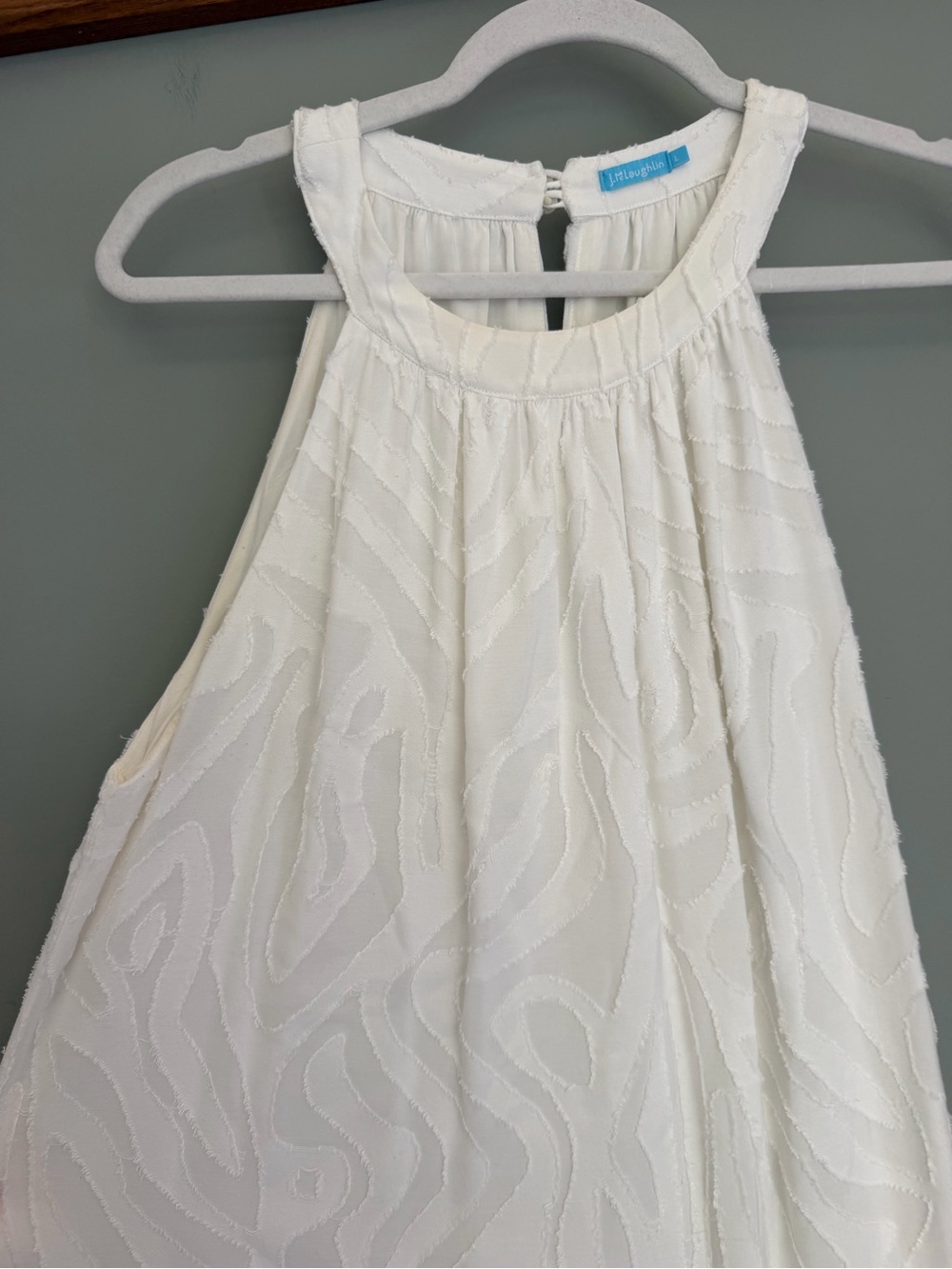 J. McLaughlin Zebra Jacquard Burnout White Halter Sleeveless Maxi Dress - Picture 5 of 16
